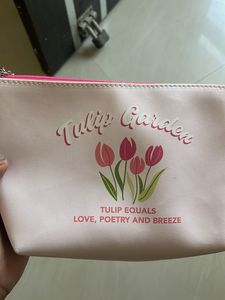 Cute Pink Tulip Garden Pouch