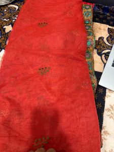 Elegant Red Floral Embroidered Saree