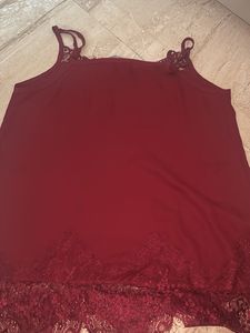 Burgundy Lace Trim Cami Top