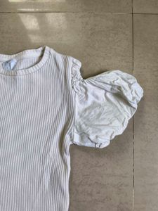 ZARA White Ribbed Top