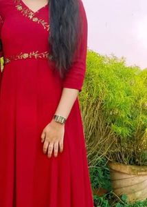 Maroon  Embroidered Gown