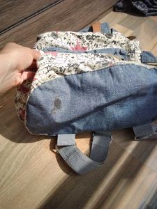 Denim &amp; Print Backpack