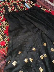 Black &amp; Red Embroidered Lehenga Choli