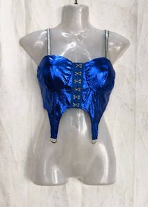 17146. Shiny Blue Corset Top