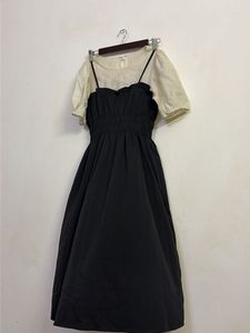 Chic Black & White Layered Dress