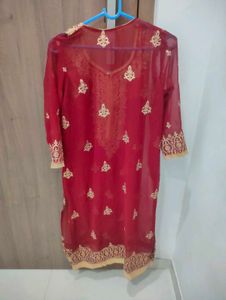 Embroidered Maroon Sharara Suit