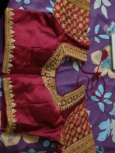 Maroon & Gold Embellished Blouse