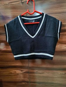 Stylish Black &amp; White Sweater Vest