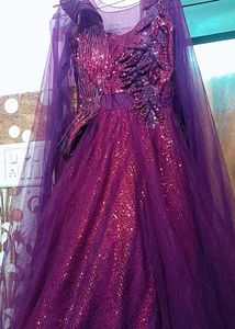 Elegant Purple Embellished Gown