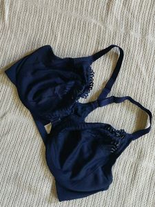 Glamorise Elegant Lace Trim Bra - Navy Blue