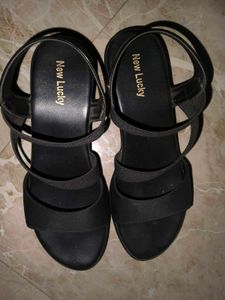 Stylish Black Strappy Wedge Sandals