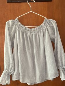 Light Blue Off-Shoulder Blouse