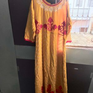 Yellow Embroidered Kurta