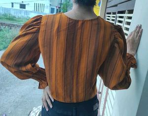 musturad yellow with geometric printed top