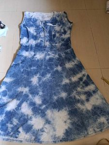 Blue Tie-Dye Denim Dress