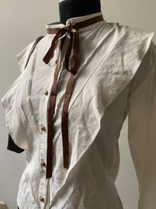 Korean White Collared Ruffle Top