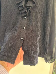 Black Ruffled Blouse