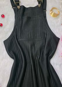 Black Ribbed Dungaree Dress | Pinafore Style Aesth