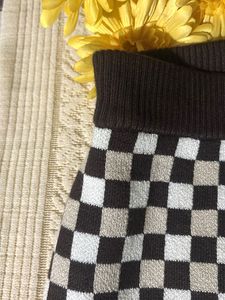 Checkerboard Knit Midi Skirt