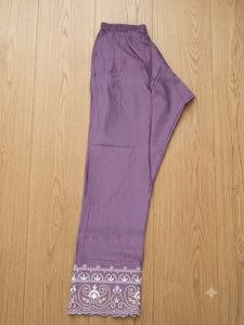Elegant Purple Kurta with White Trim