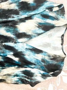 Zara Blue Abstract Print Button-Up Shirt