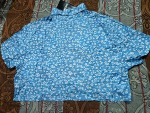 Blue Floral Print Button-Up Shirt