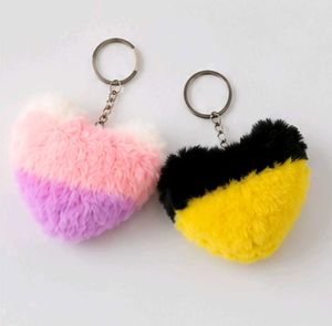 Fuzzy Heart Keychain Set of 3