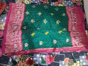Elegant Green and pink combination Saree