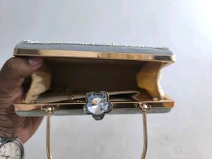 Luxury Silver Beaded Clutch for Women | Pearl &amp; Rh