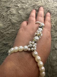 Elegant Pearl & Crystal Hand Bracelet