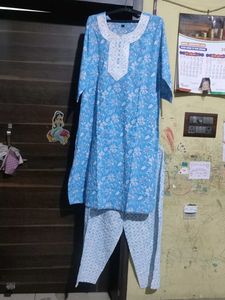 Blue Floral Kurta Set