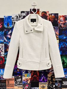 Chic White Textured Moto Jacket