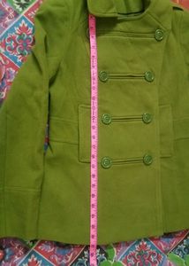 Woolen Ledies Coat in Mehendi Green Colour