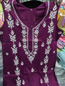 Royal Purple Sleeveless Cotton Kurti😻🫣