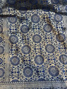 Royal Blue Saree with Gold Brocade