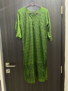 Green Embroidered Kurta