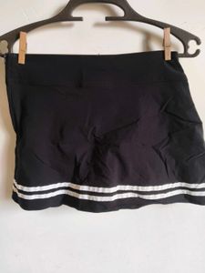 Black Pleated Mini Skirt with Stripes