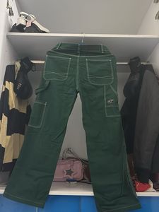 bershka Green Wide Leg Jeans