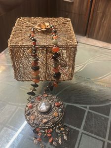 Boho Beaded Necklace with Pendant