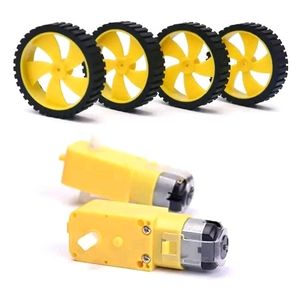 2Pcs Motor + 4pcs Wheels