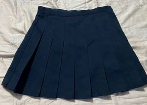 Navy Pleated Skirt