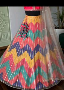 Vibrant Chevron Print Lehenga Choli