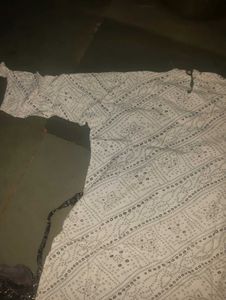 White Bandhani Print Kurta