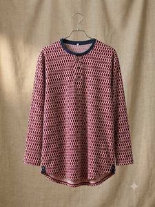 women's Long Sleeve Geometric Print Henley