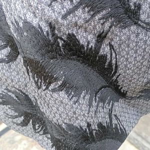 Elegant Feather Print Cape Jacket