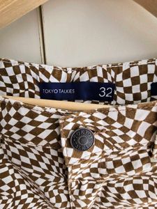 Brown &amp; White Geometric Wide-Leg Pants &amp; Free Gift