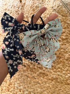 Floral Bow Hair Ties set of 2