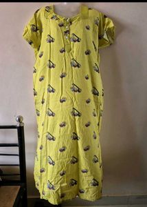 Yellow Nightgown with Cartoon Print