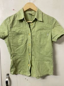 Lime Green Button-Up Short Sleeve Shirt