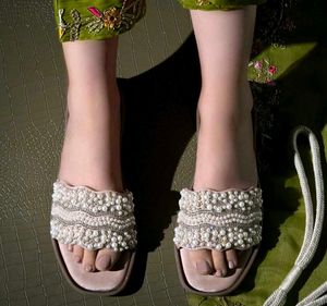Embellished Pearl Slides: Hvnly by shoetopia